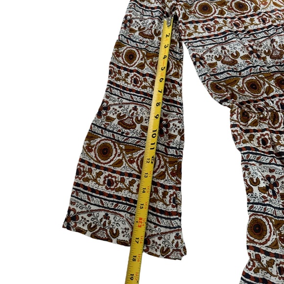 Oneill Printed Romper Bell Sleeves Wrap V Neck Adjustable Waist Tassels Size S - Picture 12 of 17